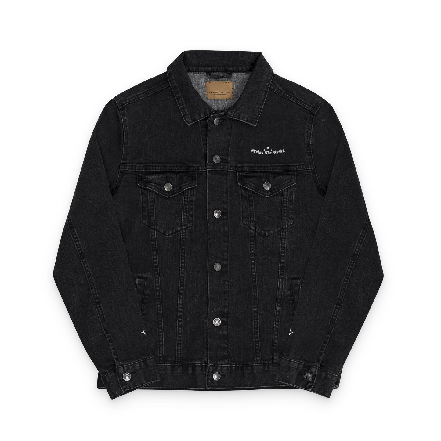 Alternative Embroidered Unisex Denim Black Jean Jacket