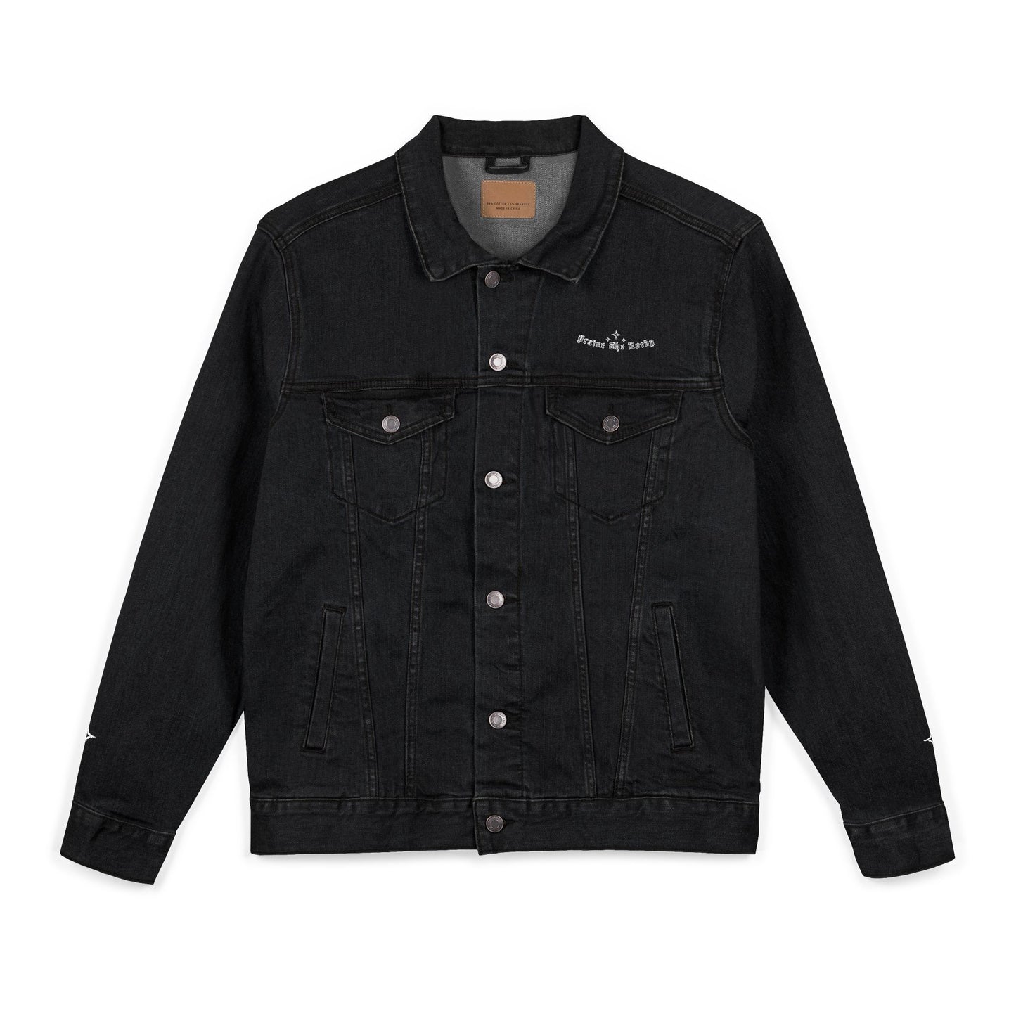 Alternative Embroidered Unisex Denim Black Jean Jacket